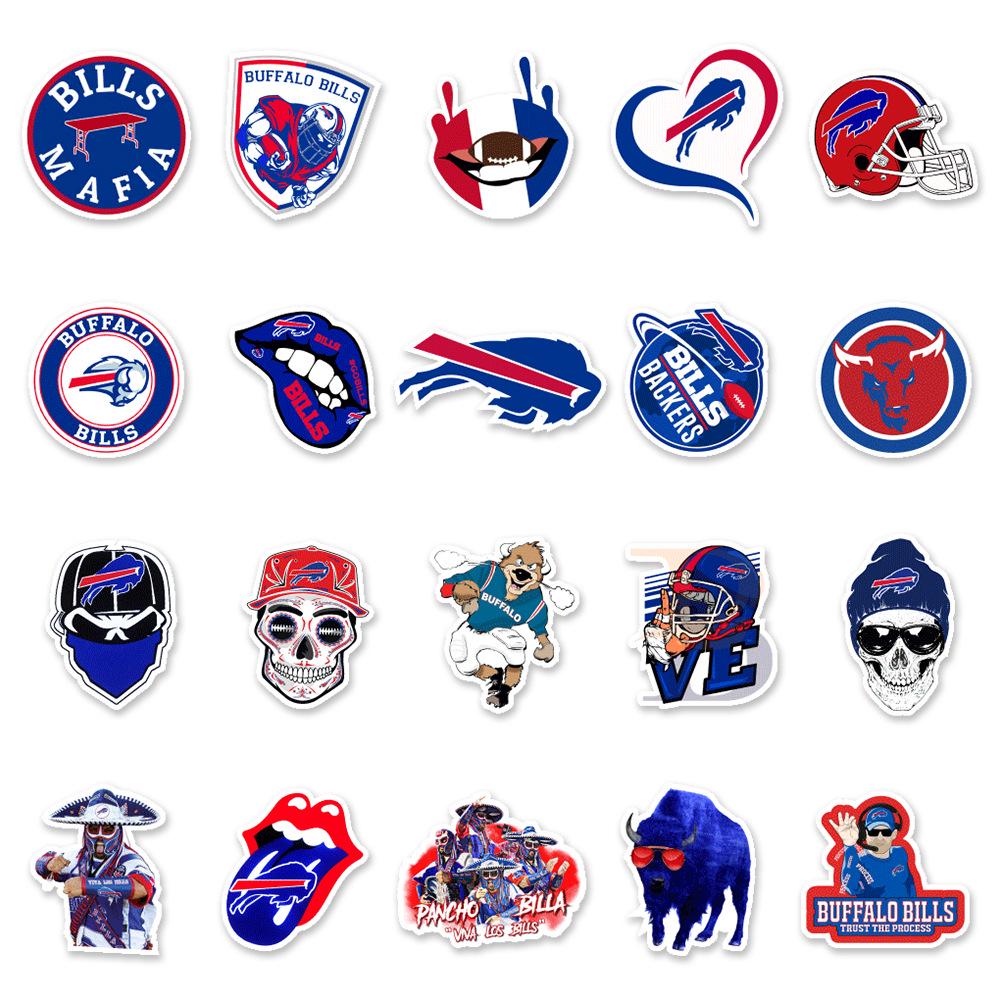 Набор наклеек в стиле граффити Buffalo Bills - 50 шт. для ноутбуков, багажа, блокнотов и стаканов для воды.