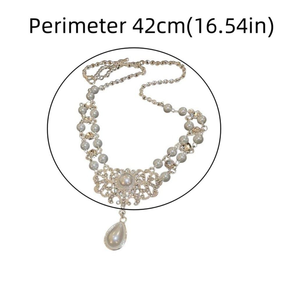 Sparkling Pearl Rhinestone Necklace Beads Pearl Collarbone Chain Sweet Double Layer Necklace Gift