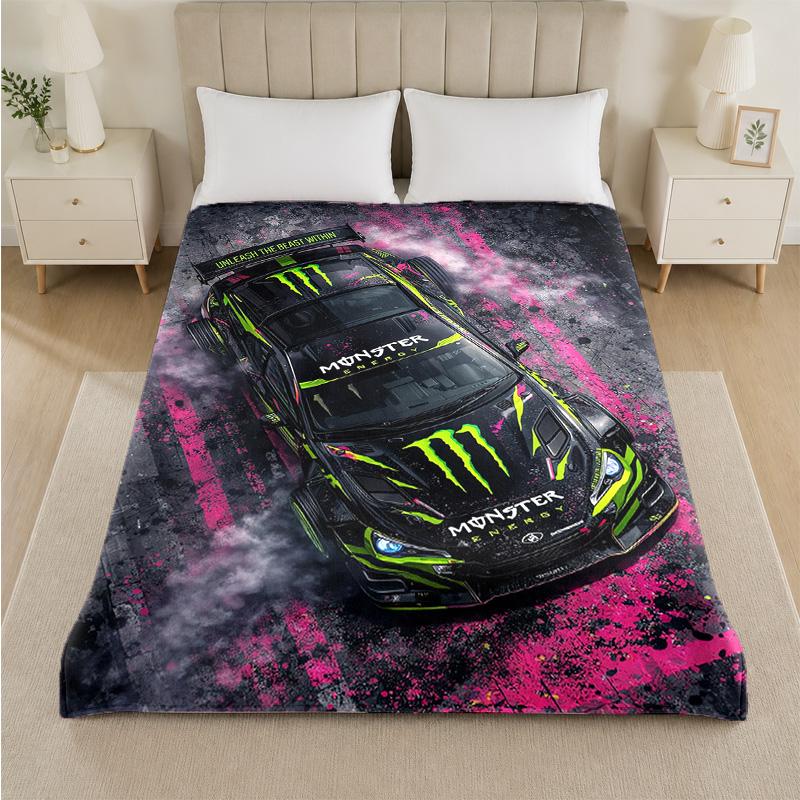 Фланелевое одеяло с принтом Monster Energy, уютное, теплое, плюшевое покрывало для кровати, дивана, диванчика, для домашнего использования в помещении