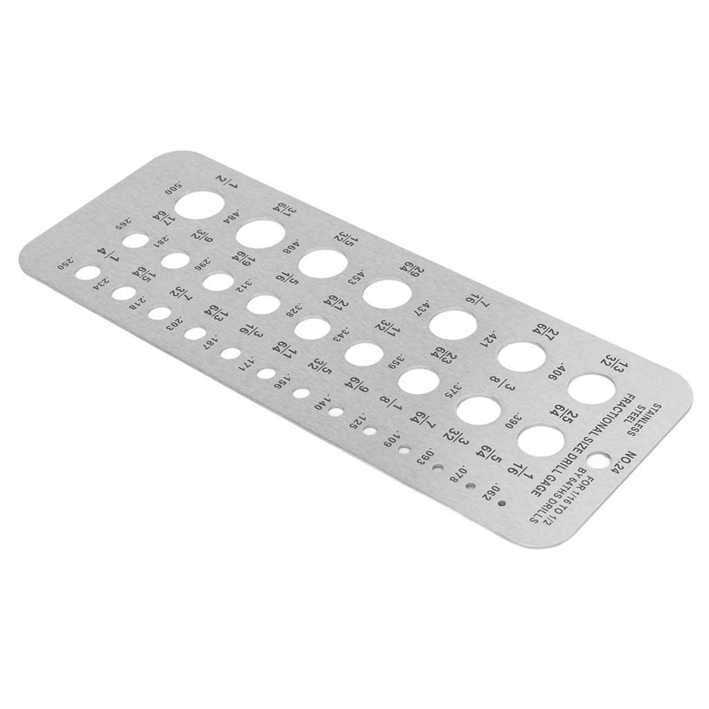 Stainless Steel Drill Gauge for 116 Inch To 12 Inch Size Bits 1764‑12 0.062‑0.250 Bolt 29 Holes