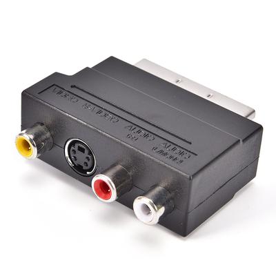 Блок AV-адаптера Scart на 3 Rca Phono Composite S-Video с переключателем входа/выхода, золотого цвета 