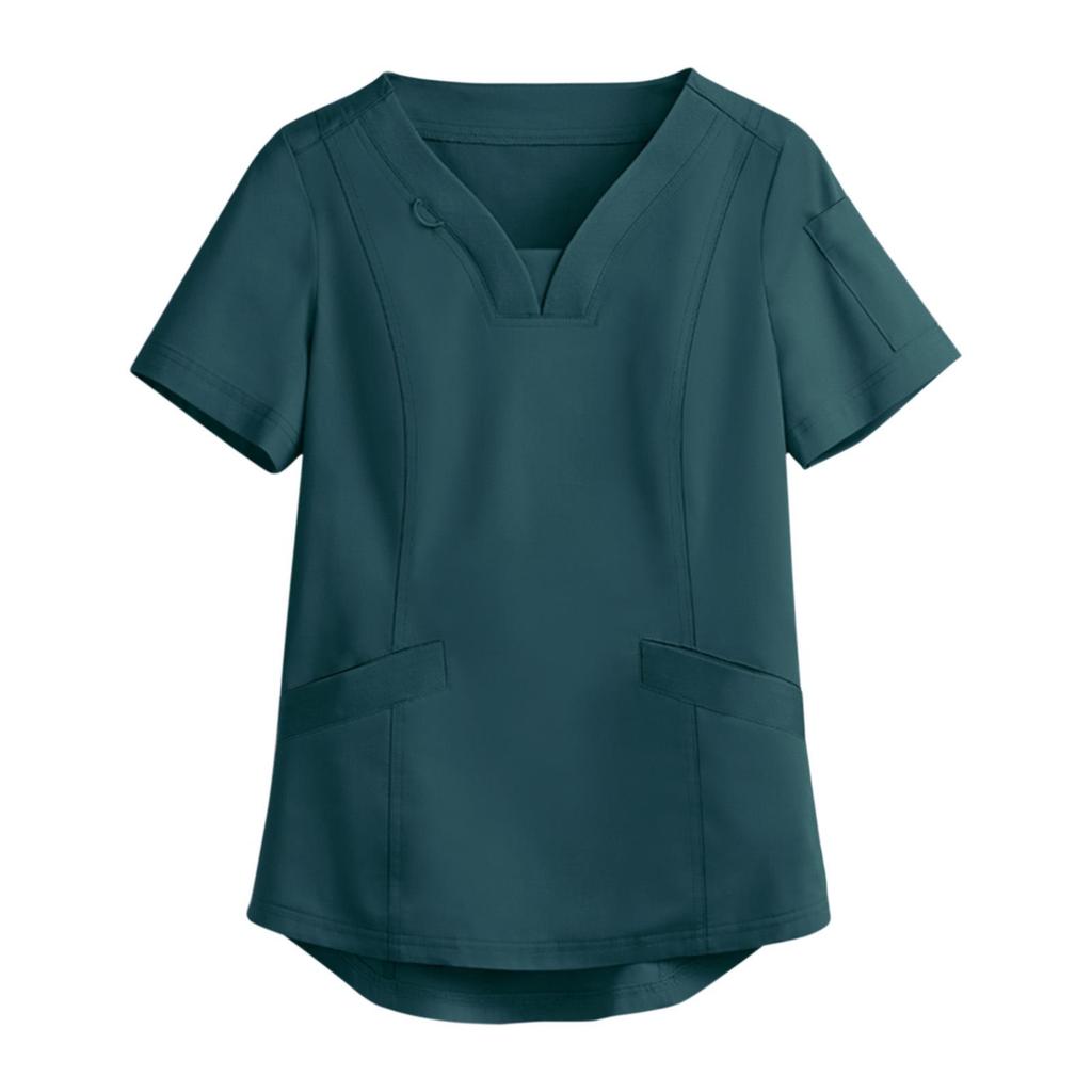 Women's Short Sleeve Scrub Top - Nurse/Surgeon Workwear T-Shirt Gown