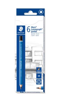 Staedtler Карандаш 6B Mars Lumograph Jumbo Толстый стержень Письмо Рисование 6 штук 100J-6B6