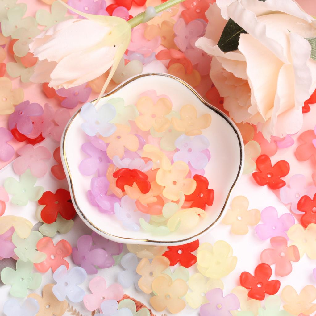 Unisex Fashion Frosted Beads 200pcs Bracelet Necklace Floret Receptacle Fashion Warm Color Handmade Acrylic DIY Jewelry Accessories Materials 15mm