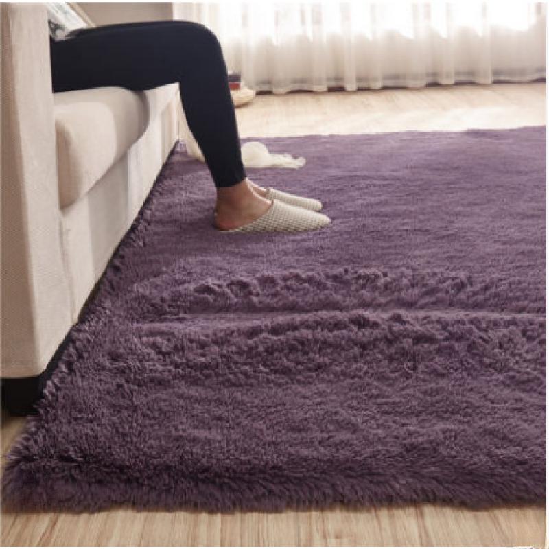 Однотонный пушистый ковер в минималистичном стиле для помещений, прикроватный коврик для спальни, пушистый плюшевый ковер, нескользящий коврик для пола