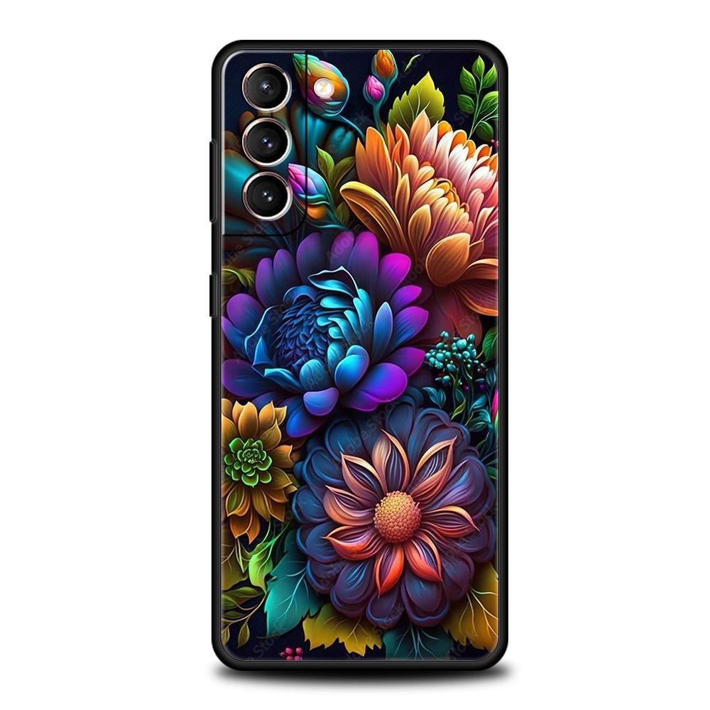 Красочный чехол с цветами для Samsung Galaxy S24 S23 S22 S20 S21 FE Ultra S10 S10E S9 S8 Plus 5G Силиконовый чехол Capas Funda Сумка