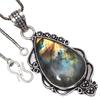 Pendant Shiney Labradorite Gemstone Valentine'Day Gifted Silver Jewelry 2.25"