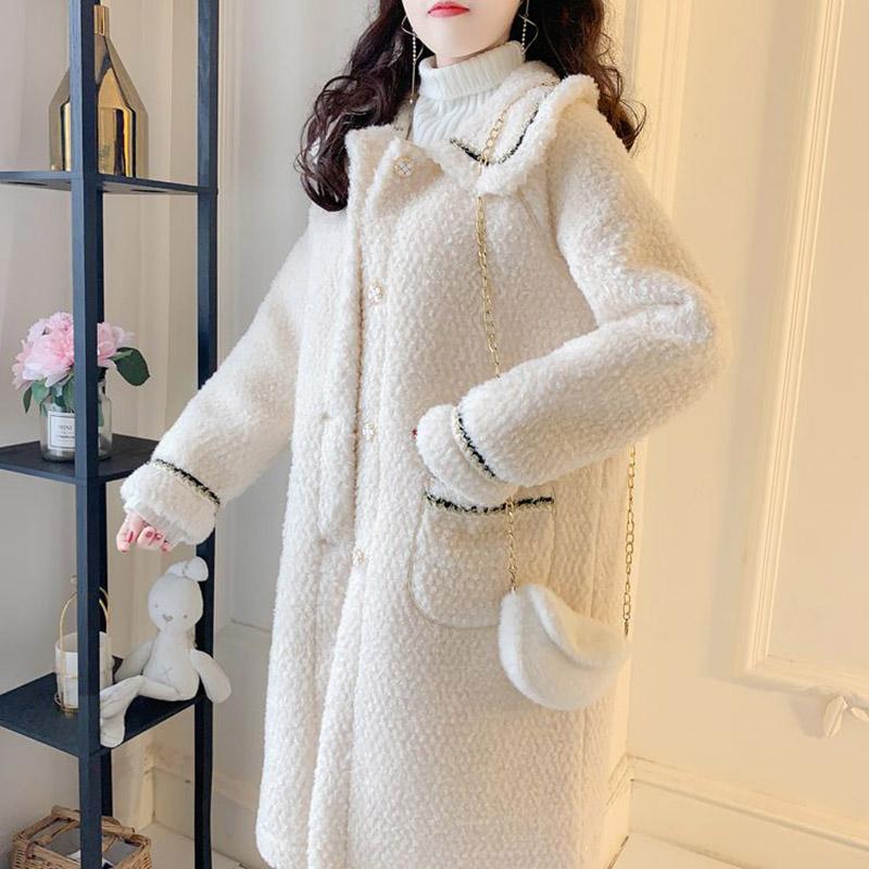 Plush Jacket Female Autumn and Winter Comfortable Soft Solid Color Medium-length Jacket Thickened Casual Versatile Jacket
