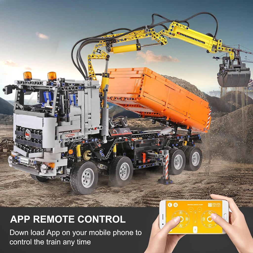 Mold King 19007 технология аэродинамическая модель грузовика комплект строительных блоков, 2970 больших аэродинамических крановых строительных блоков, строительная машина с 3