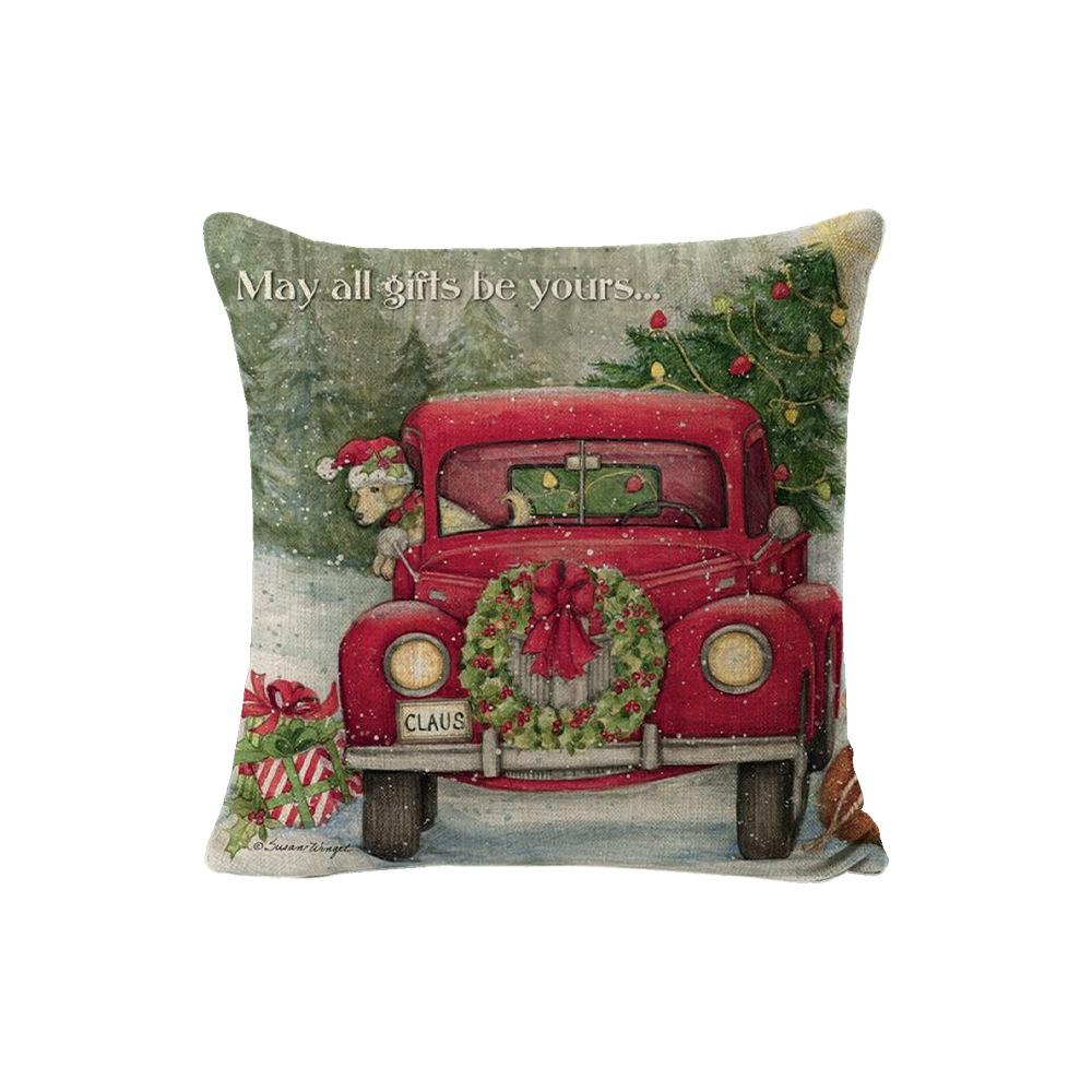 New Christmas Pillowcase Christmas Snowman Living Room Decoration Linen Sofa Cushion Cover Car Waist Pillowcase Cover