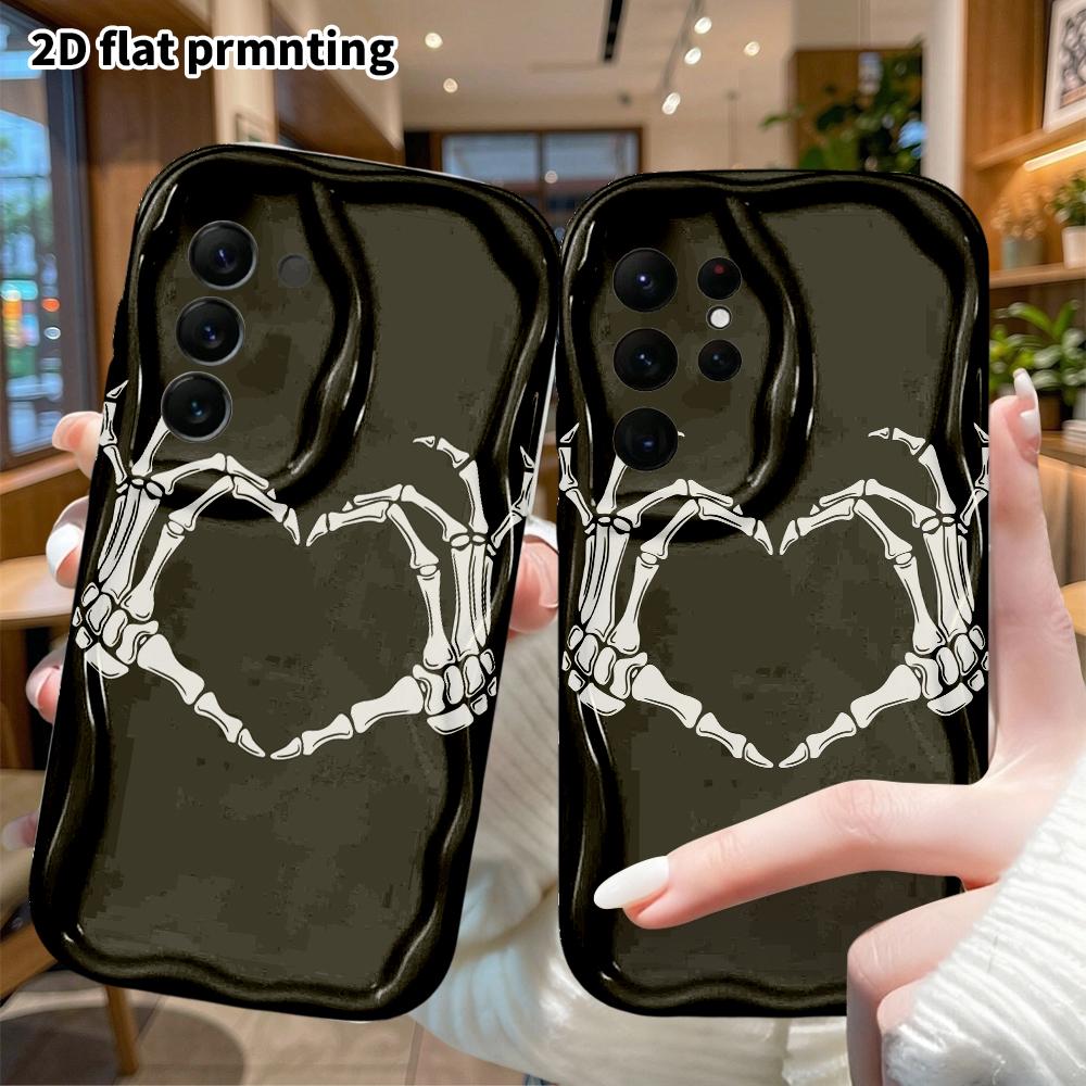 Phone Case: 2D flat, suitable for Samsung Galaxy A34 A35 M05 M06 S20 S22 S21 FE Plus 5G protective case, hand heart, perfect Christmas and Halloween h