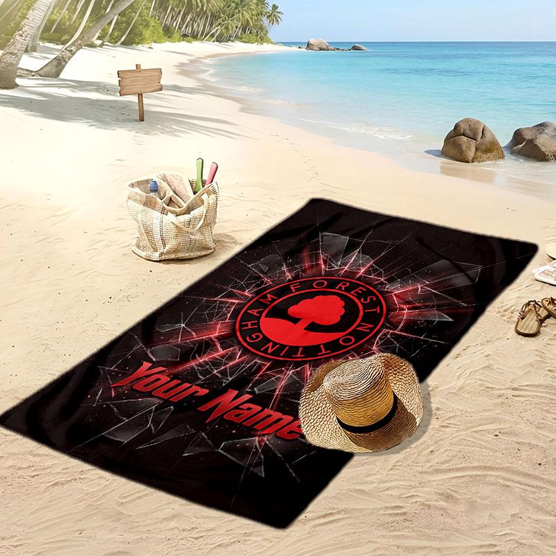 Nottingham Forest FC Personalized Printed Beach Towel Soccer Logo Support Custom Name Text Absorbent Towel For Sport Travel Special Gift