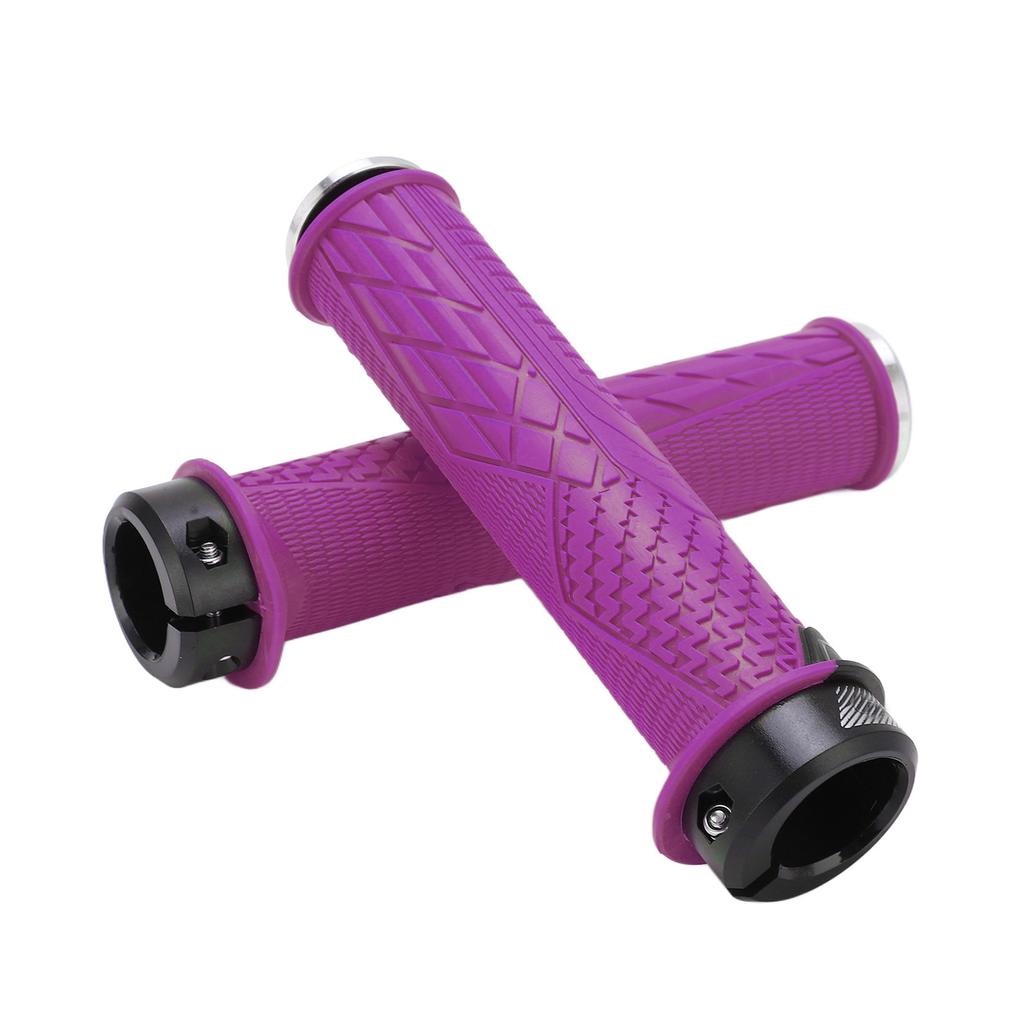 2PCS ENLEE Mountain Bike Handlebar Grips Comfortable TPR Rubber Locking MTB Bicycle GripsPurple