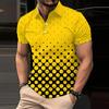 Men Summer New Short Sleeve Casual Slim Fit 3D Digital Print Polo Shirt .