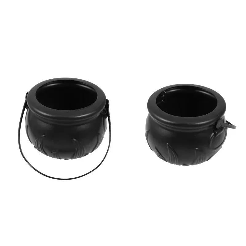Candy Cauldron Halloween Bucket Witch Basket Plastic Treat Trick Pumpkin Holder Black Pot Bowl Kettle or Goodie Photo Costume