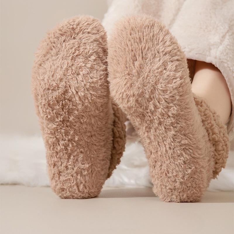 Women's Slouch Socks Women Thickened Coral Fleece Warm Indoor Floor Silicone Non-slip Invisible Cotton Floor Socks
