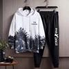 Men's Korean Style Gradient Hoodie & Casual Pants Set