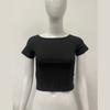 European and American Summer Retro Round Neck Slim Fit Minimalist Short Top