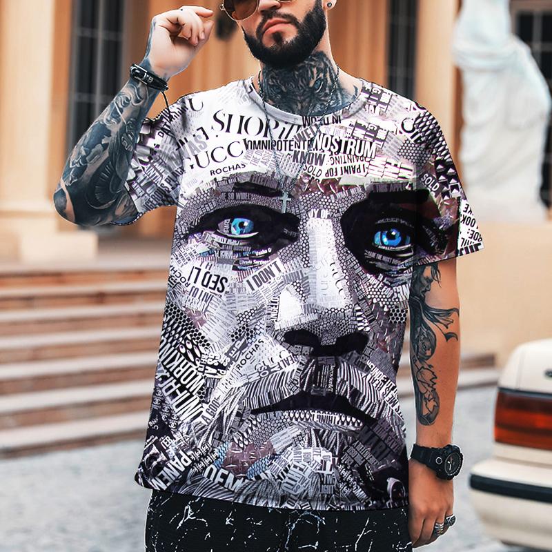 Portrait Mosaic Combination Men's High-end 3D Printed T-shirt 100% Leica Polyester High-end Custom Comfortable Fabric Tees Top