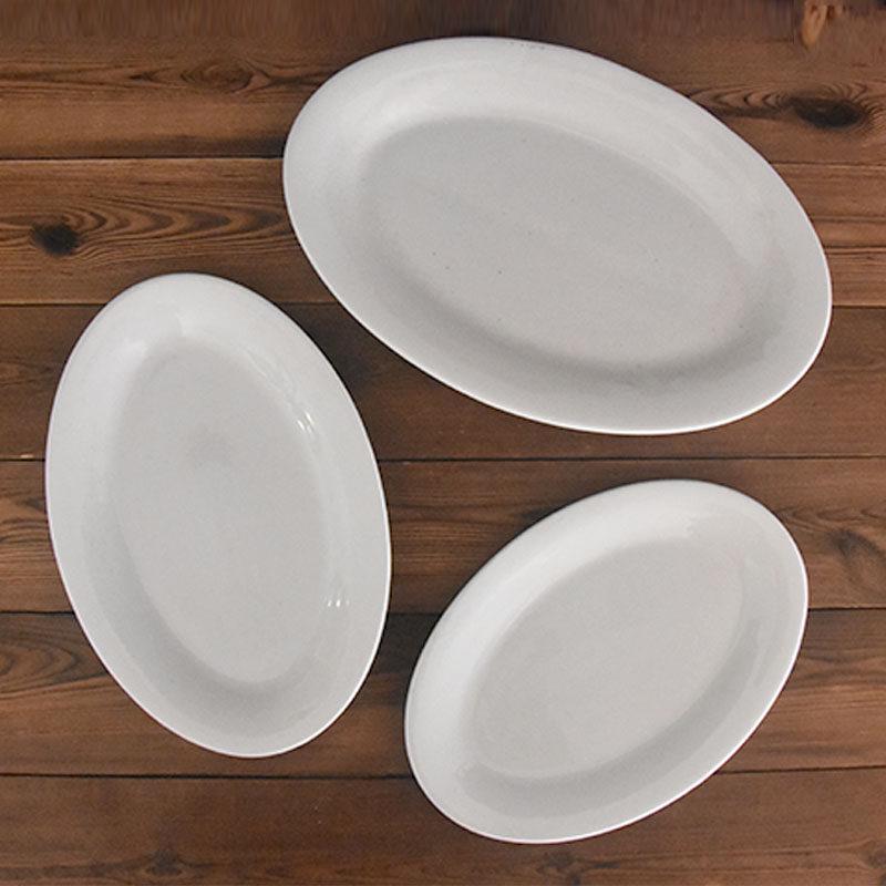 Pure White Ceramic Oval Fish Plate - 14/16/18 Inch - Ideal for Steamed Fish, Vegetables - Perfect for Home, Hotel, or Restaurant Use