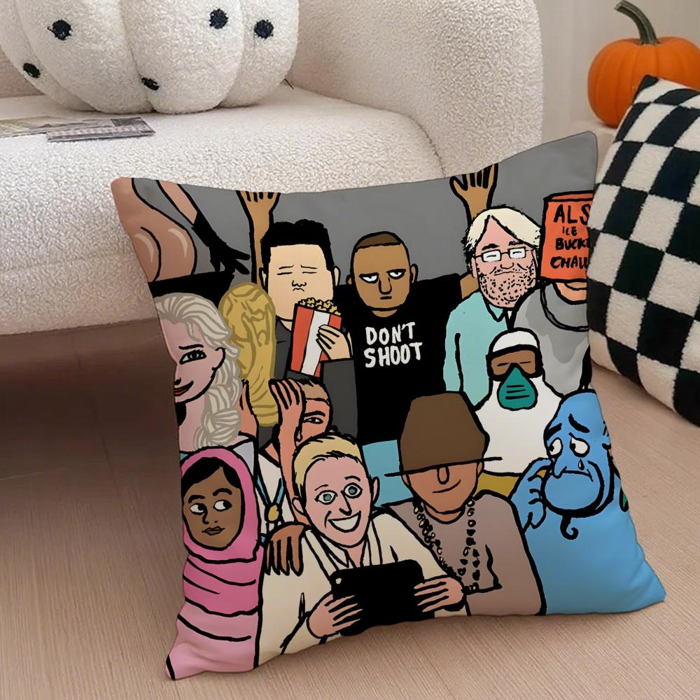 Minimal Witty French Art JJean Jullien Cushion Cover Throw Pillow Cover Hidden Button Durable Polyester Chair Cushion