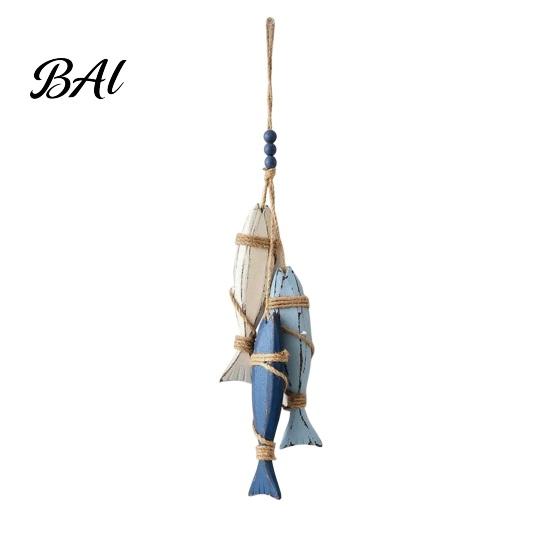 Maritime Inspired Home Accessories Lighted Wooden Fish Starfish Wall Decor, Beachy Decor with Warm LEDs, Rustic Wood Hanging Ornaments Coastal