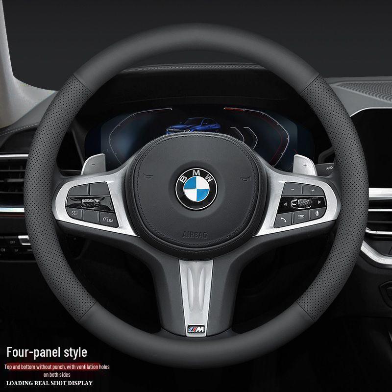Накидка на руль BMW из натуральной кожи - Универсальная посадка для 3, 5 Серии и моделей X - Нескользящая, Всесезонная конструкция