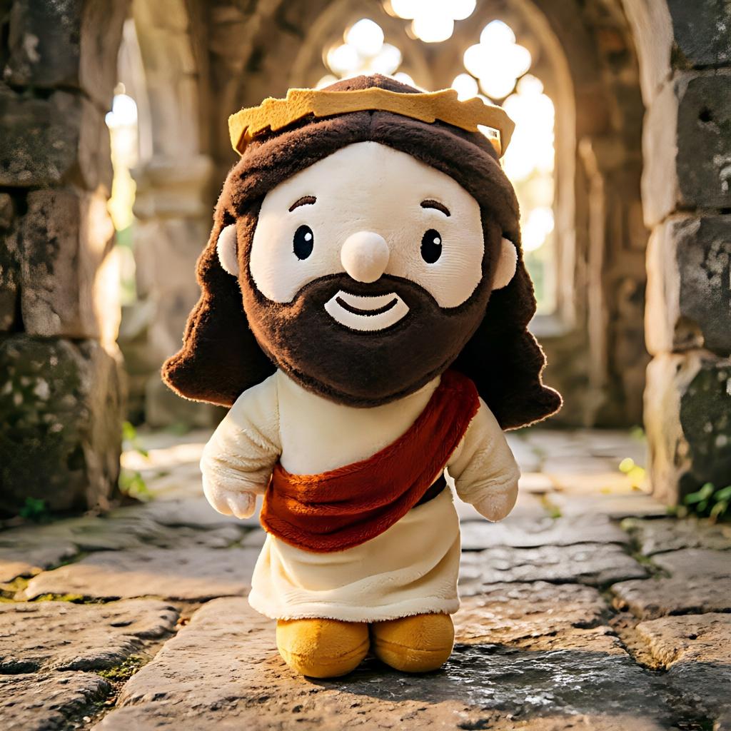 28Cm Adorable Jesus Plush Doll With Friendly Smile And Golden Crown Religious Soft Toy For Sunday School Kids Gift Home Decor