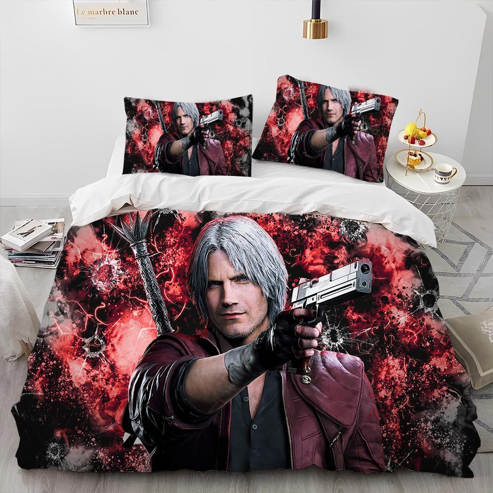 D-Devil May Cry DMC Игра Геймер Теплый Одеяло Постельное Белье Комплект, Мягкое Пододеяльник Постельное Белье Комплект Удобный Пододеяльник Наволочка, Размеры King Queen