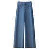 Women's 2025 Spring Retro High-Waisted Wide-Leg Cropped Jeans