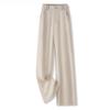Women's Linen High-Waisted Wide-Leg Pants, Spring/Autumn 2024, Lightweight Straight-Leg for Casual or Formal Wear.