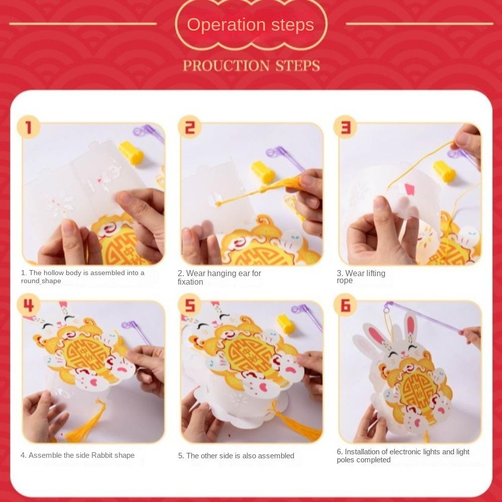 Handmade Handheld Rabbit Lantern Cartoon Traditional Craft Lantern  Mid-Autumn Festival