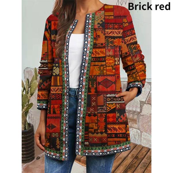 Женская мода, винтажный этнический стиль, цветочный принт, большие размеры, куртки из тесьмы с лентами, кардиган с этническим узором, верхняя одежда