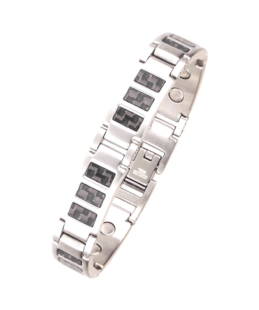 Sabona London 350 Black Carbon Fiber Stainless Steel Magnet Bracelet