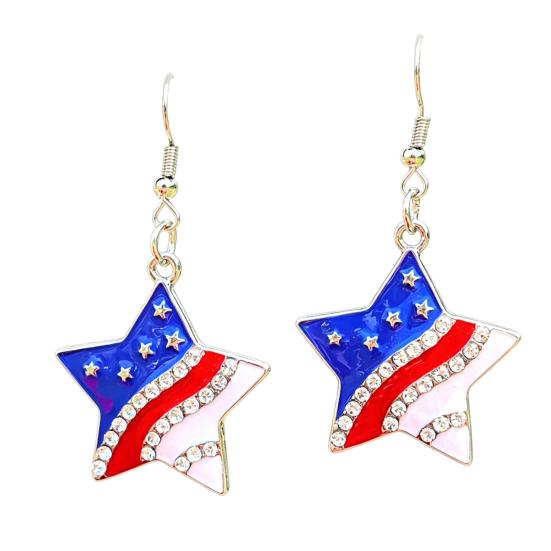USA Flag Earrings for Women, Patriotic Red White Blue Earrings, American Flag Dangle Drop Earrings, 4th of July Independence Day