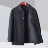 Autumn and Winter Cashmere Coat for Middle-aged Dad, Woolen Plaid Coat, Buttoned Lapel Woolen Men's Top