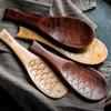 Cooking Easy To Clean Natural Wooden Fish Shaped Rice Scooper Rice Paddle Serving Spoons Spatula