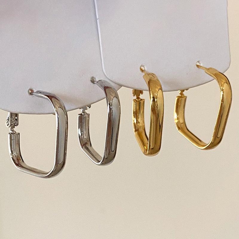 PONYKISS Серьги-кольца квадратные из стерлингового серебра с покрытием 18 карат для женщин Классические геометрические Тонкие Аксессуары с индивидуальностью