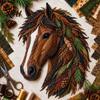 Textile Patchwork Starter Floral Horse Kit, Fabric DIY Crafting Materials Sewing Kit for Adults, Handmade Wall Decor Gift Crafters