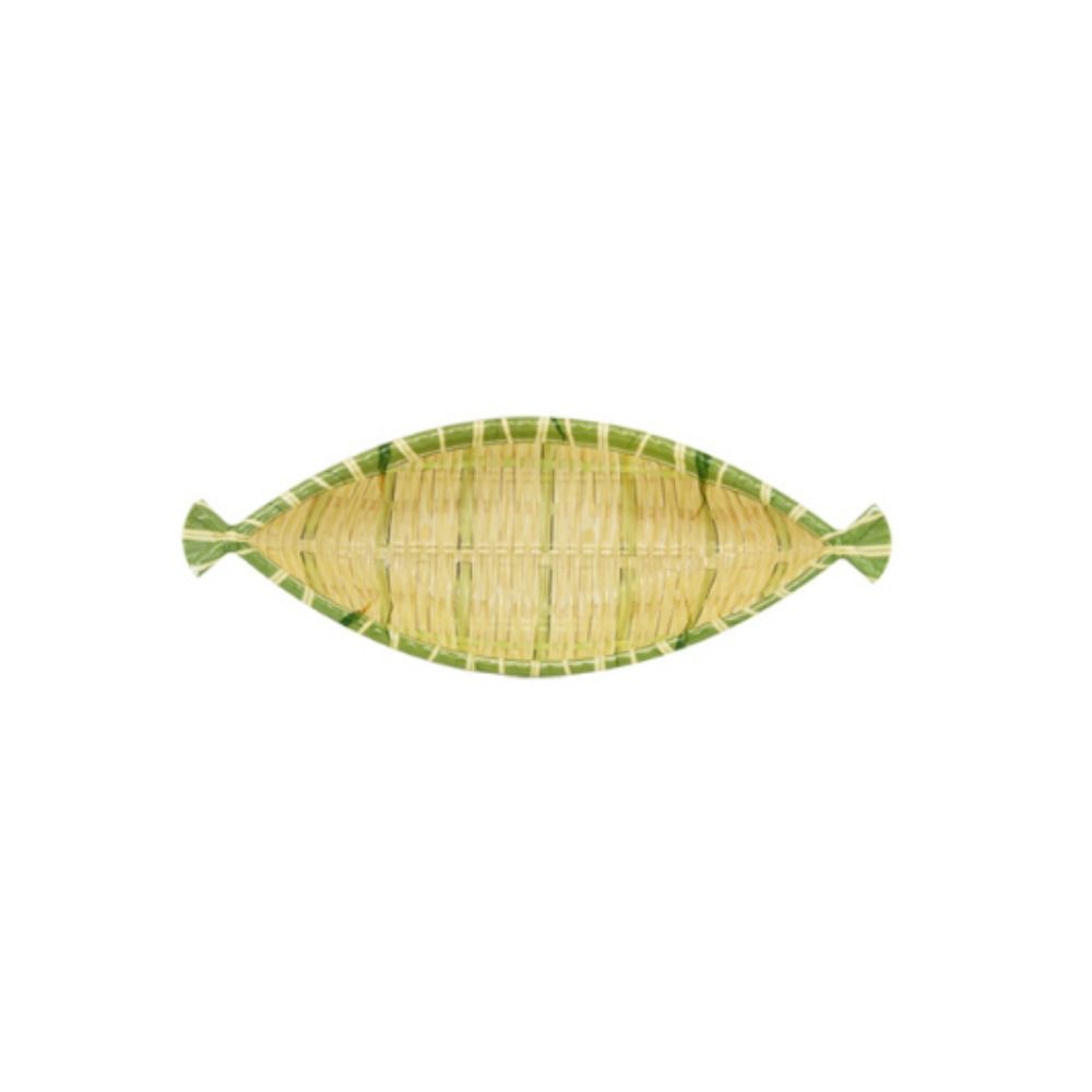 Creative Imitation Bamboo Weaving Hot Pot Vegetable Plate Melamine Multiple Styles Barbecue Plate Green Serving Plate Restaurant