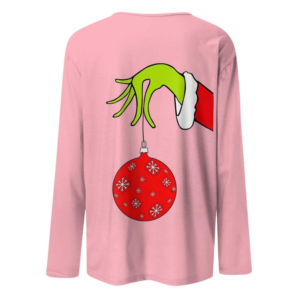 Женская мода, повседневная блузка с длинным рукавом и круглым вырезом, пуловер с принтом