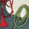 Модное китайское ожерелье в стиле ретро с зелеными бусинами и кисточками для женщин
