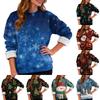 Women's Casual Fashion Round Neck Plus Velvet Thickened Christmas Print Sweatshirt