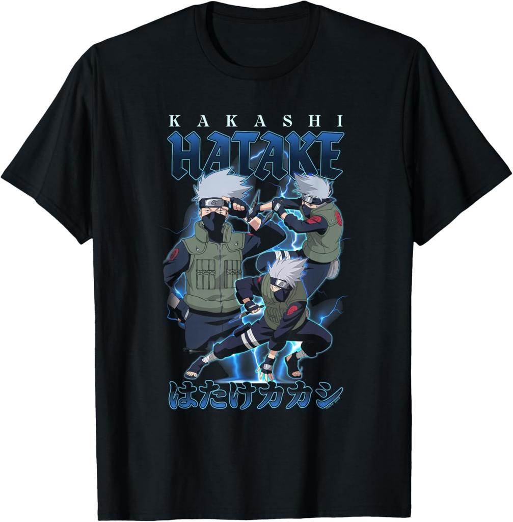 Naruto Shippuden Retro Kakashi Lightning Poses Anime Tshirt S6xl