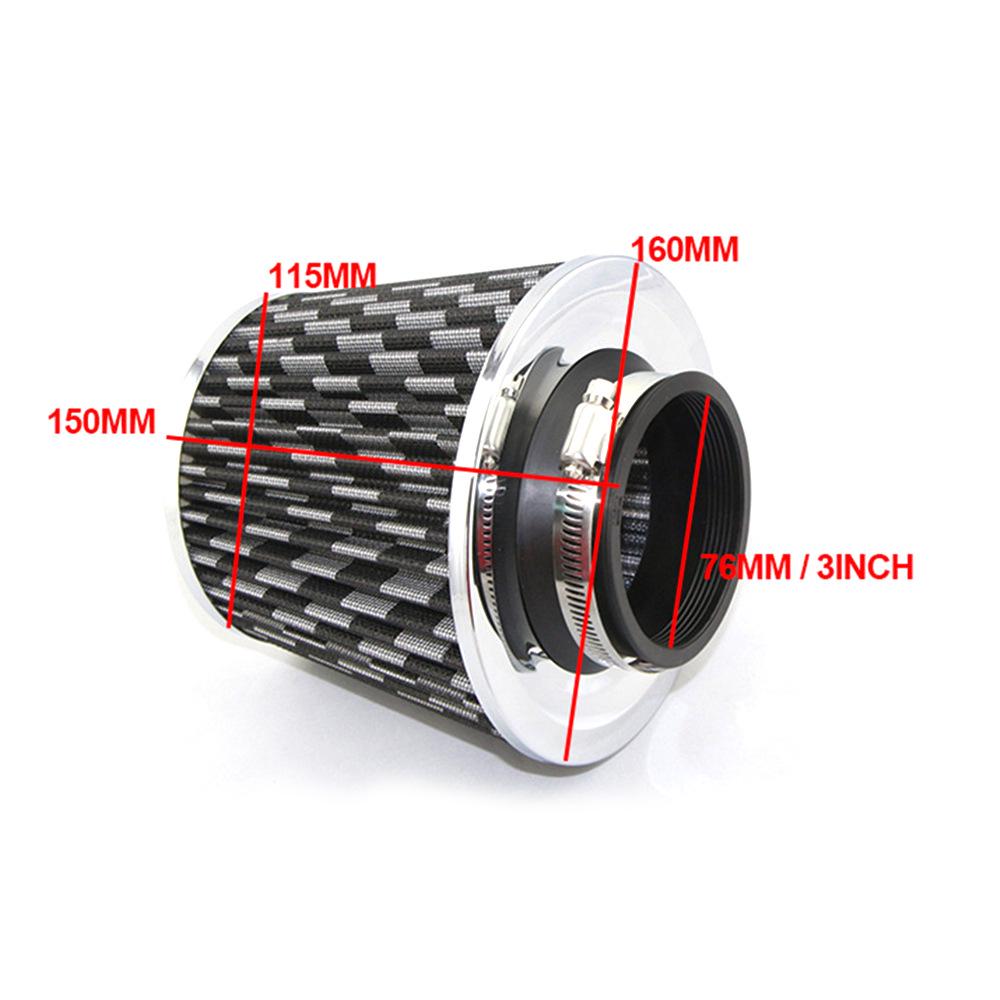 Universal 76MM Aluminum Intake Pipe & Air Filter Kit - Mushroom Head Design
