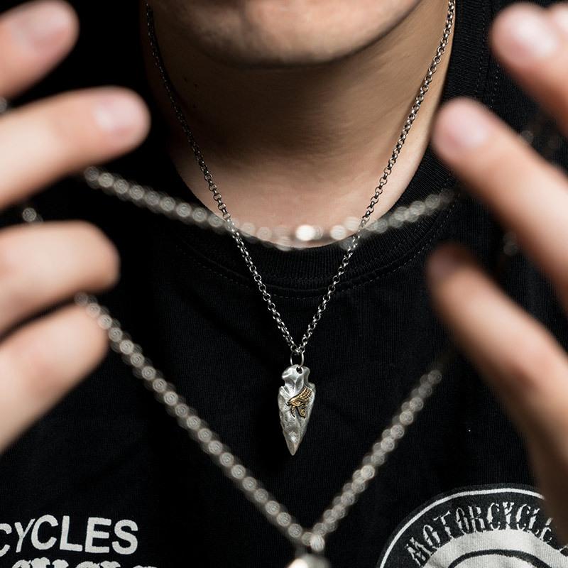 Retro Eye of Horus Necklace, Domineering and Trendy Men's Stone Spear, Retro Pendant, Hip-hop