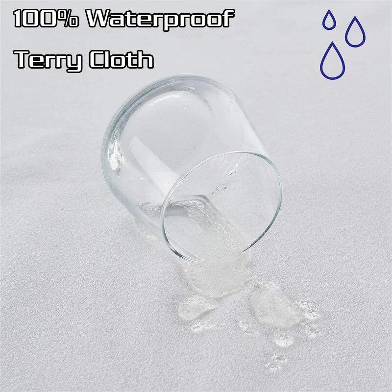 Белый водонепроницаемый чехол для матраса, мягкий хлопковый махровый чехол на кровать 160x200, 200x200, двойной, полный, королевский размер, наматрасник