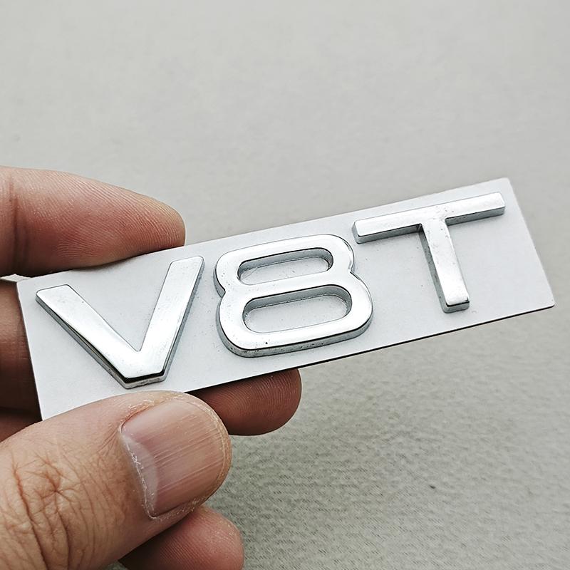 3D Metal Car Sticker Fender Side Badge Logo V6T V8T Rear Trunk Emblem Decals For qaz24 S4 S5 S7 A6 SQ7 SQ5 Q8 S8 Auto Accessories