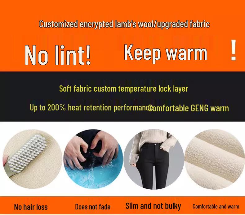 Женские зимние черные леггинсы на флисовой подкладке - Толстый хлопок из овечьей шерсти, Облегающий крой, Стиль осень/зима 2025