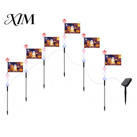 Outdoor Halloween Solar Stake Lights Garden Light, Pumpkin Ghost Cartoon Yard Sign Starlight String Stakes for Events with LED Fairy Lights,